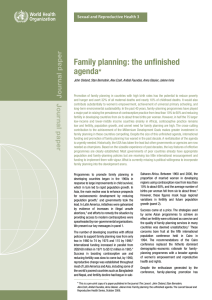 Family planning: the unfinished agenda
