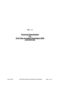 Technical Specification For 33 kV Gas Insulated Switchgear