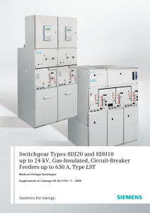 Switchgear Types 8DJ20 and 8DH10 up to 24 kV, Gas