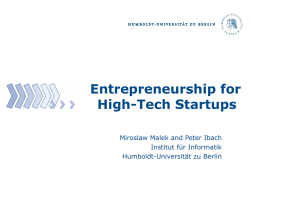 Entrepreneurship for High-Tech Startups - Institut für Informatik
