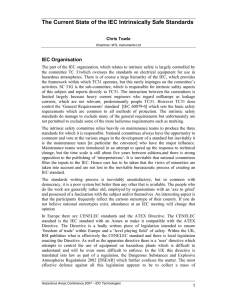 The Current State of the IEC Intrinsically Safe Standards