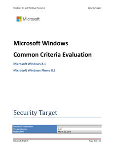 Microsoft Windows Common Criteria Evaluation Security Target