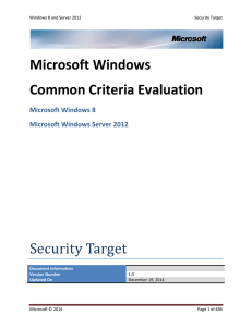 Microsoft Windows Common Criteria Evaluation Security Target