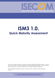 ISM3 1.0 ISM Maturity Model Quick Maturity Assessment