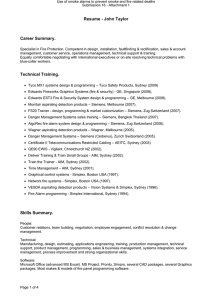 Resume - John Taylor Career Summary. Technical Training. Skills