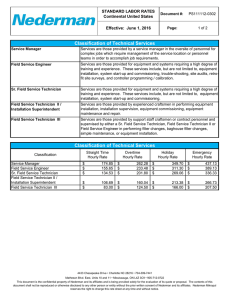 Classification of Technical Services Classification of Technical