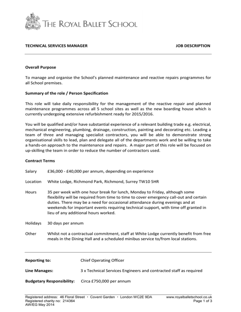 Technical Services Manager Job Description