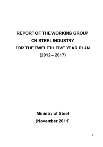 REPORT OF THE WORKING GROUP ON STEEL INDUSTRY FOR