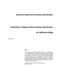 Data-Over-Cable Service Interface Specification Cable Modem