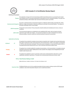 LEED Canada-CI 1.0 Certification Review Report