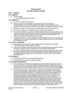 26 0923 USER-LIGHTING CONTROL SYSTEMS