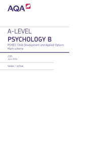 A-level Psychology B Mark scheme Unit 03 - Child