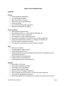 SAMPLE 504 ACCOMMODATIONS ACADEMIC Reading • Provide