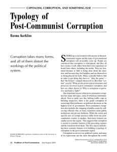 Typology of Post-Communist Corruption