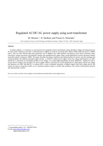 Regulated AC/DC/AC power supply using scott transformer