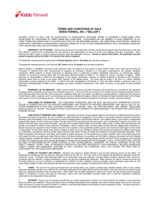 TERMS AND CONDITIONS OF SALE KIDDE FENWAL, INC