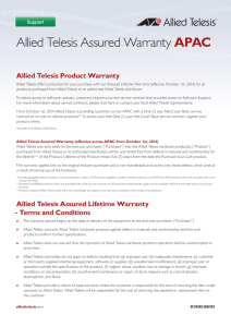 Allied Telesis Assured Warranty APAC