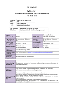 Syllabus for EE 205 Software Tools for Electrical Engineering Fall
