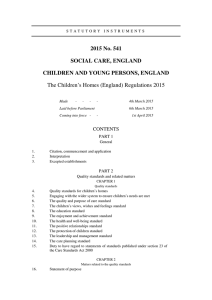 Children`s Homes (England) Regulations 2015