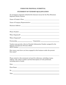 FORM FOR PROPOSAL SUBMITTAL STATEMENT OF VENDOR`S