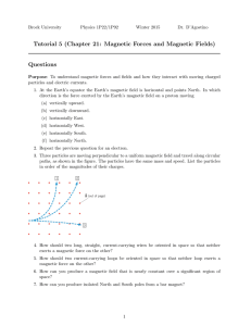 Tutorial 5 (Chapter 21: Magnetic Forces and Magnetic Fields