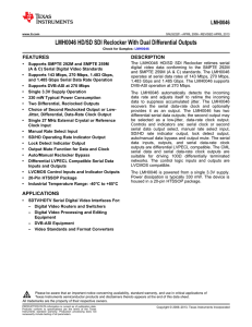 Texas Instruments LMH0046MH/NOPB datasheet: pdf
