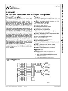 Notes LMH0056 HD/SD SDI Reclocker with 4:1 Input Multiplexer