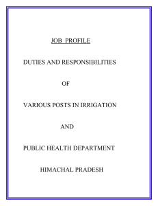 job profile duties and responsibilities of various posts in irrigation