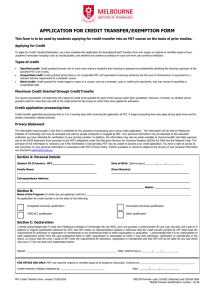application for credit transfer/exemption form