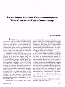 Teachers Under Communism—The Case of East Germany