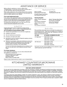 ASSISTANCE OR SERVICE KITCHENAID® COUNTERTOP
