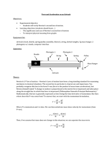 Force and Acceleration on an Airtrack Objectives: • Experimental