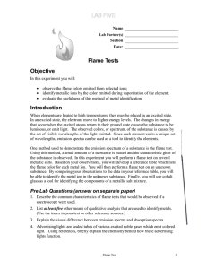 LAB FIVE Flame Tests Objective Introduction