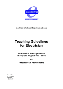 Teaching Guidelines for Electrician - Electrical Workers Registration