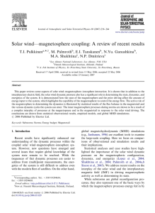 Solar wind—magnetosphere coupling: A review of recent results