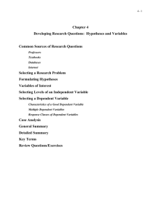 Chapter 4 Developing Research Questions: Hypotheses and