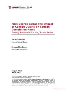 First Degree Earns: The Impact of College Quality on College