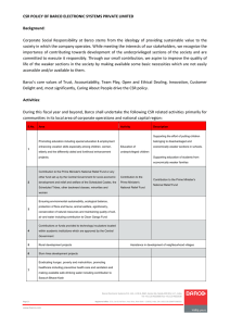 CSR POLICY OF BARCO ELECTRONIC SYSTEMS PRIVATE