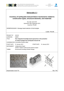 Inventory of earthquake induced failure mechanisms