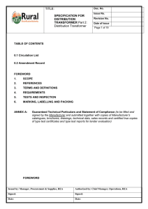 Specifications for Distribution of Transformers