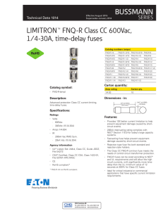 Bussmann series FNQ-R Class CC Fuse Data Sheet No. 1014