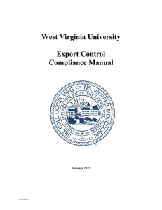 Export Control Compliance Manual - Export Control at WVU