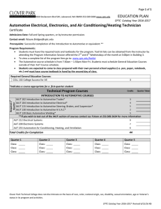 EDUCATION PLAN Automotive Electrical, Electronics, and Air