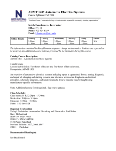 AUMT 1407 Automotive Electrical Systems