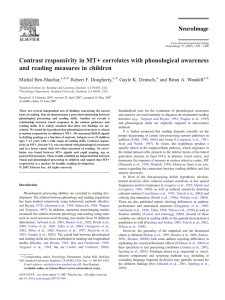 Contrast responsivity in MT+ correlates with phonological