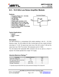 8.5 – 10.5 GHz Low Noise Amplifier Module