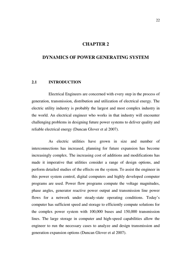 chapter 2 dynamics of power generating system