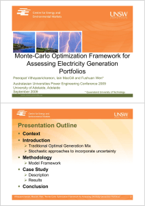 Monte-Carlo Optimization Framework for Assessing Electricity