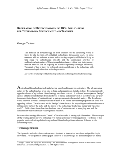 Regulation of Biotechnology in LDCs