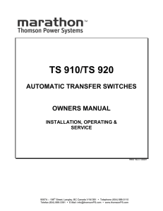 TS 920 Owner Manual - Thomson Power Systems